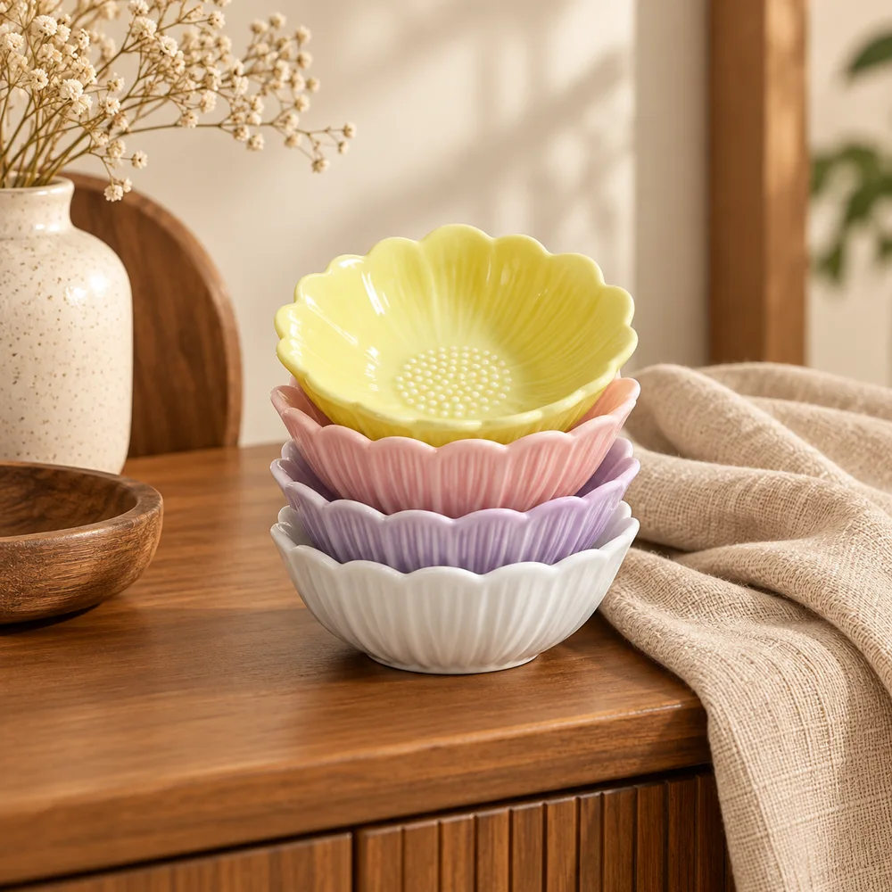 Floral Petal Bowls Set close view