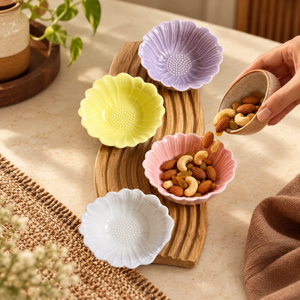 Floral Petal Bowls Set styled view